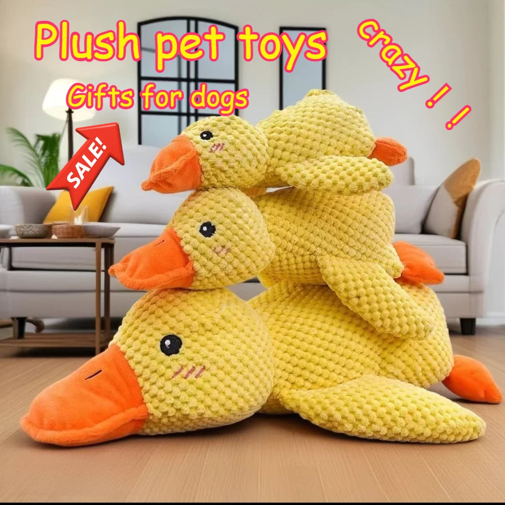 Calming Squeaky Duck Plush Dog Toy