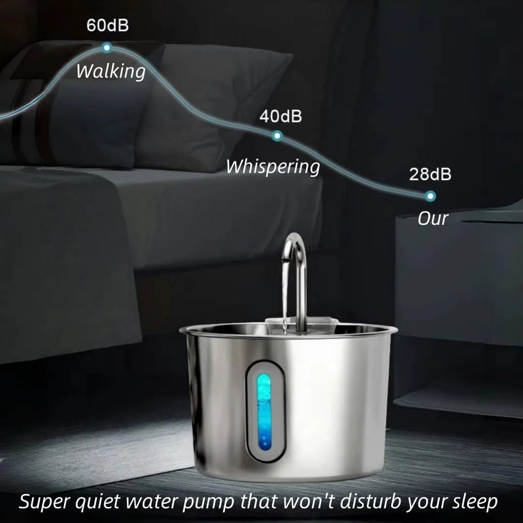 Pet Water Fountain for Cats 74oz/2.2L Stainless Steel Drinking Dispenser
