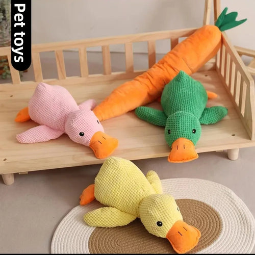 Calming Squeaky Duck Plush Dog Toy