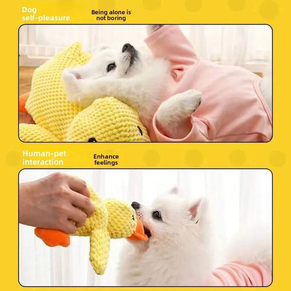 Calming Squeaky Duck Plush Dog Toy