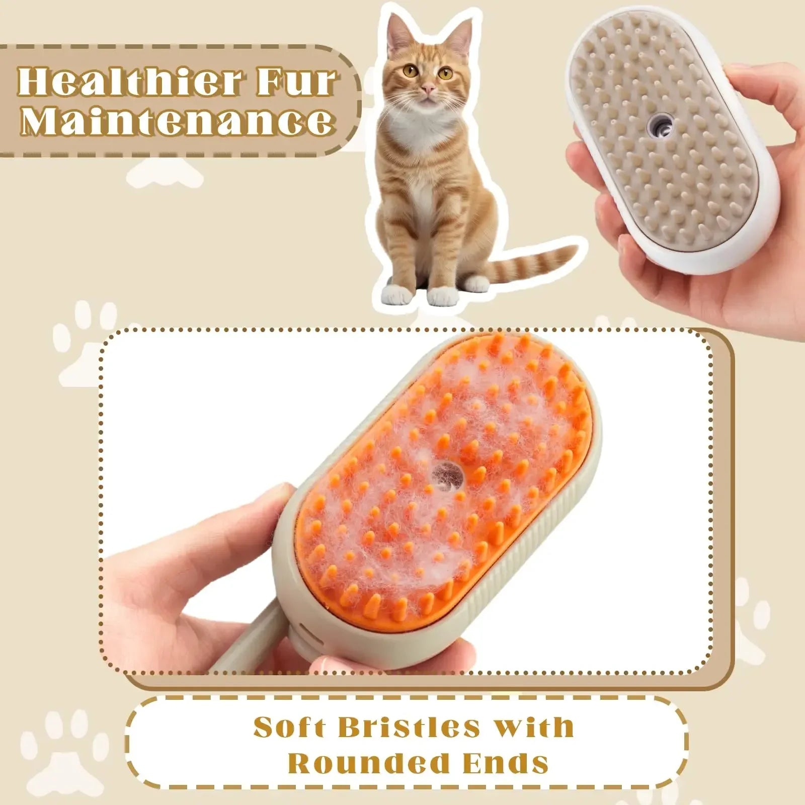3-in-1 Steam Grooming Brush for Pets